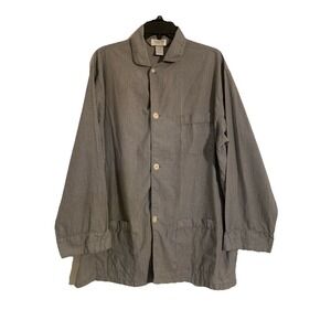 Vintage Christian Dior Pajama Mens XL Button Pajama Shirt‎ Sleepwear Gray Check